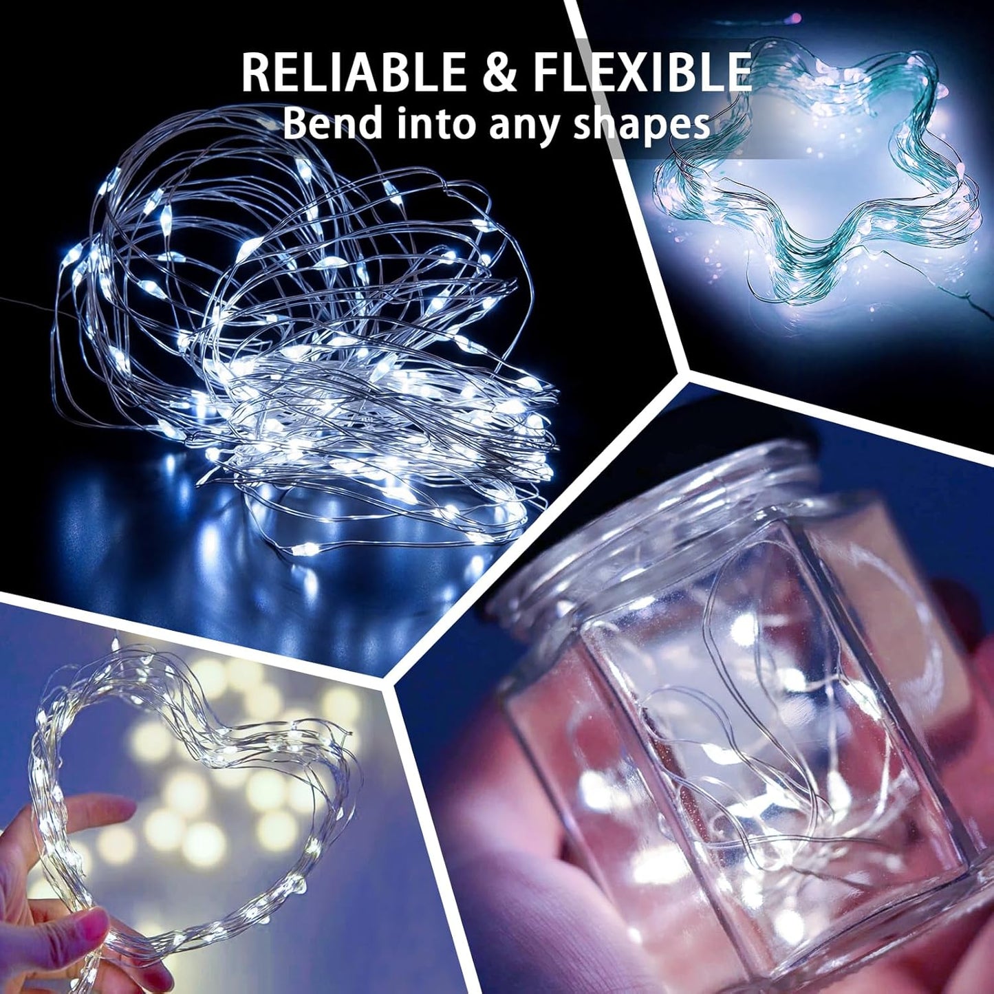 Skiennix 8 Pack White Fairy Lights - 7Ft 20 LED Twinkle String Lights | Battery Operated & Waterproof for Weddings, Parties, and Home Decor