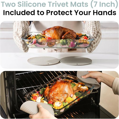 Borosilicate Glass Baking Dish by [Brand Name] - 3 Quart Oven Safe Cookware with Silicone Mats & Gift Box