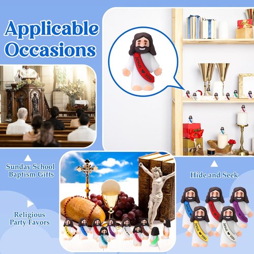 Bememo Mini Jesus Figures - 50 Pcs Christ Toys for Hide and Seek | Colorful Religious Party Favors