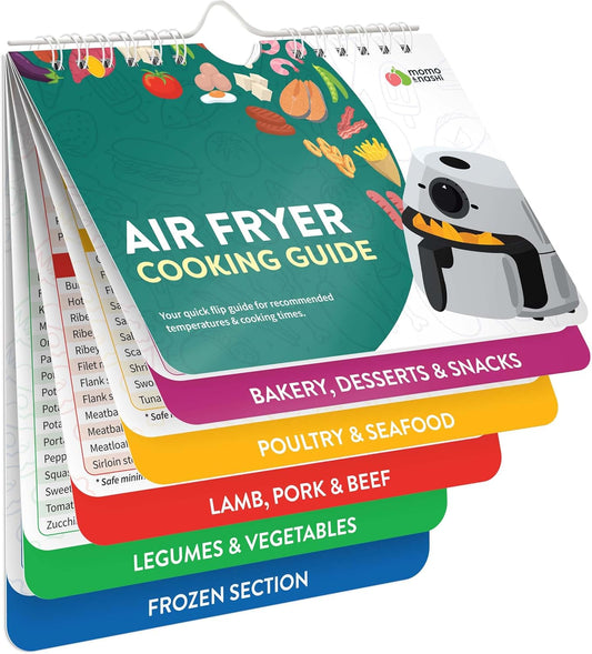 Air Fryer Cheat Sheet Magnets | Cooking Guide Booklet for Easy Meal Prep - Kitchen Gadgets for Home Cooks