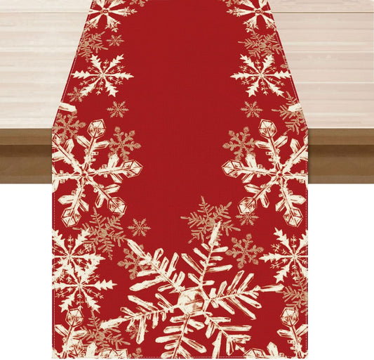 XCHI Red Snowflakes Table Runner - Winter Christmas Holiday Decor for Home & Kitchen | 13x72 Inch