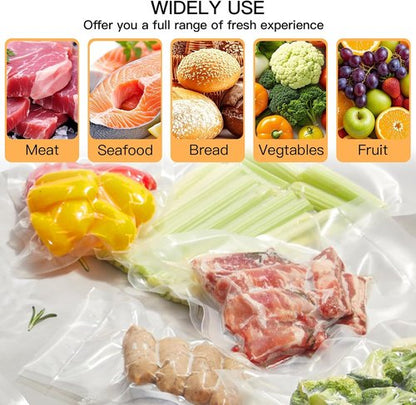 AZEUS Vacuum Sealer Bag Rolls - BPA-Free Embossed Rolls, 2 Rolls 8" x 16.4' & 3 Rolls 11" x 16.4'