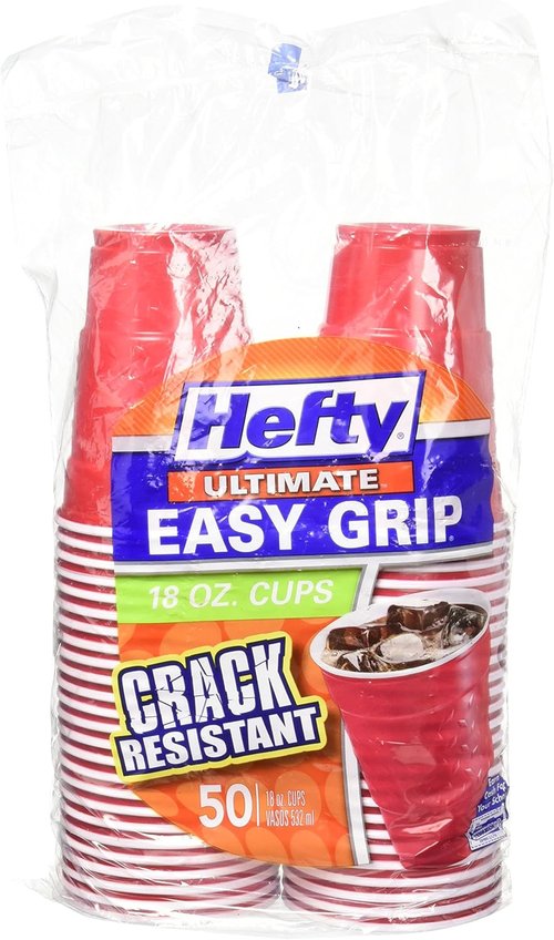 Hefty Easy Grip Party Cups - Durable Red Disposable Cups | 50 Count for Easy Entertaining
