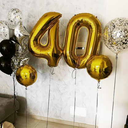 Gold Number 40 Balloon - 40-Inch Golden Birthday Decoration for 40th Party Celebrations