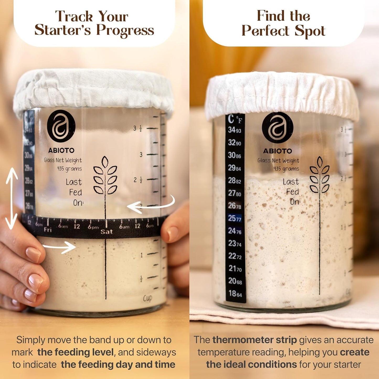 Skiennix Sourdough Starter Kit - Beginner-Friendly Baking Supplies with 10" Round & 11" Oval Banneton Baskets