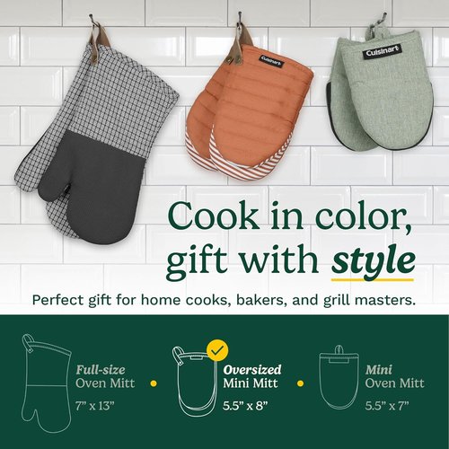 Cuisinart Mini Oven Mitts - Heat-Resistant 5.5” x 8” Kitchen Mitts with Non-Slip Silicone | Durable for Cooking & Baking