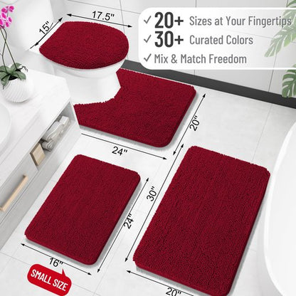 OLANLY Bathroom Rugs 44x32, Extra Soft Absorbent Chenille Bath Rugs, Rubber Backing Quick Dry, Machine Washable Bath Mats for Bathroom Floor, Tub and Shower, Home Decor Accessories, Red