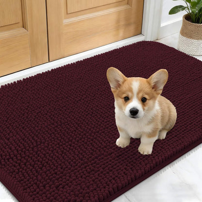 OLANLY Dog Door Mat - Absorbent Non-Slip Chenille Mud Mat for Muddy Paws | 30x17 Inches, Russet Color