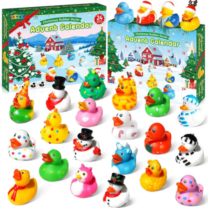 ZIZZ Advent Calendar 2025 | Christmas Rubber Ducks - 24 Days of Fun Countdown Gifts for Kids