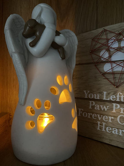OakiWay Dog Memorial Gifts - Angel Candle Holder Statue with Flickering LED Light | Pet Loss Sympathy Gift for Dog Lovers