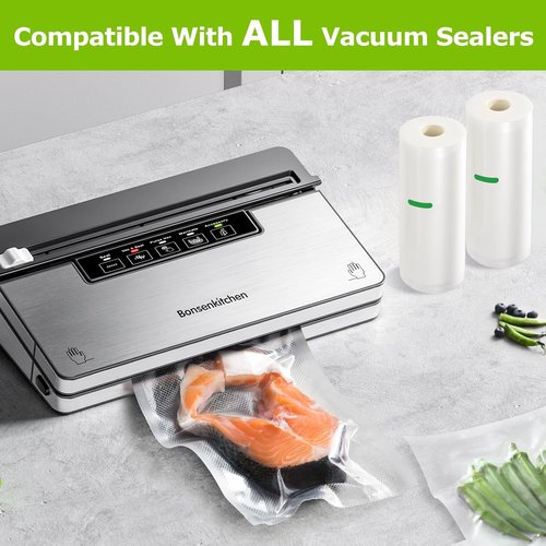 Bonsenkitchen Vacuum Sealer Bags - Durable 8" x 50 ft Rolls | BPA-Free Heavy Duty Food Storage & Sous Vide