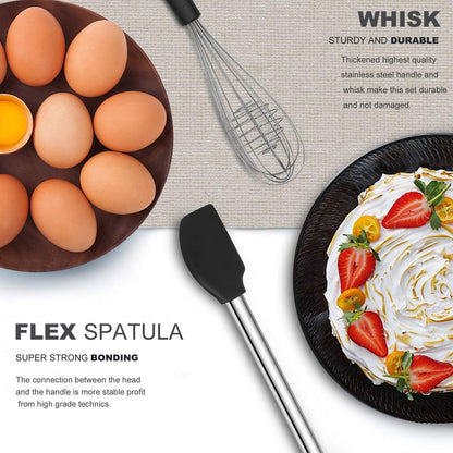 Skiennix Silicone Cooking Utensil Set - 33 Essential Kitchen Gadgets for Nonstick Cookware | Durable Spatula & Spoon Collection