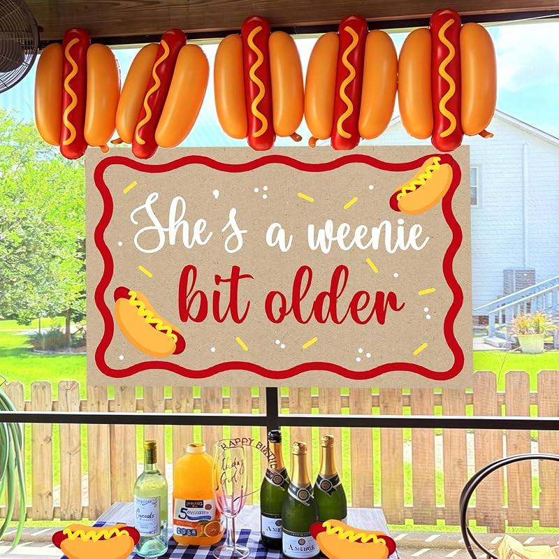 Hot Dog Banner Backdrop - Birthday Party Decor, Waterproof High-Gloss Poster