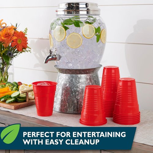 Hefty EcoSave Compostable Party Cups - Red 18 oz | 48 Total Cups (16 Count Pack of 3)