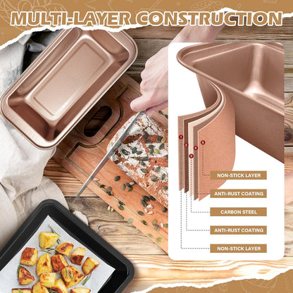 Skiennix Nonstick Bakeware Set - 15-Piece Baking Pan Collection with Cooling Rack & Accessories | Oven Safe Metal
