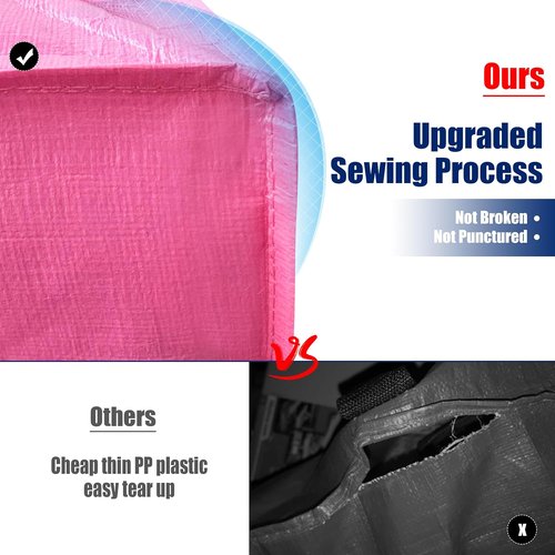 Cosy Family Extra Large Moving Bags - 8 Pack with Strong Handles, Zippers & Backpack Straps | Space-Saving Storage Totes in Pink
