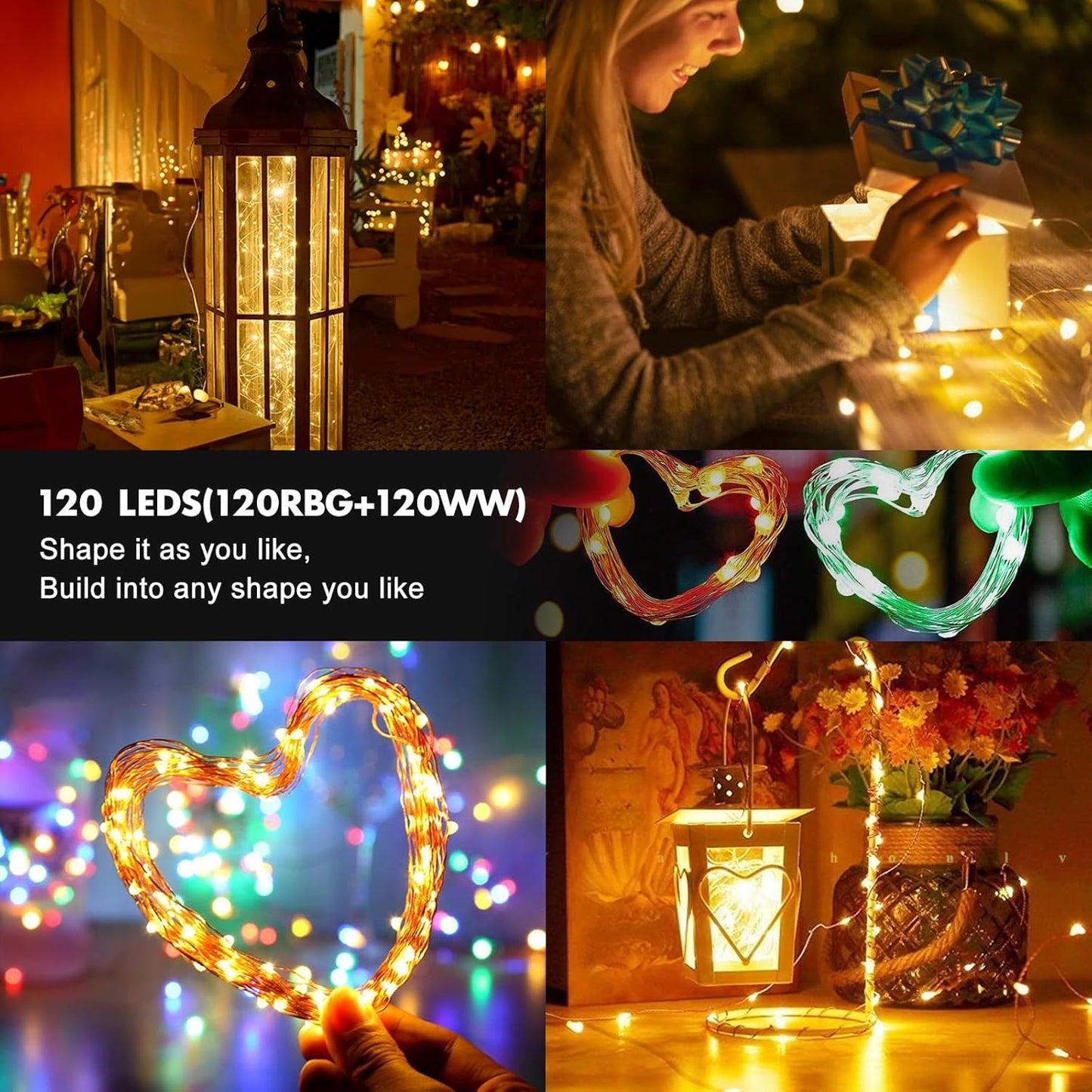 Skiennix 39Ft RGB Color Changing Fairy Lights - Battery Operated String Lights with Remote & Timer for Indoor/Outdoor Use
