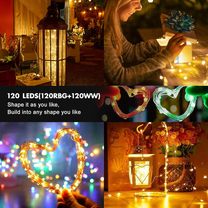 Skiennix 39Ft RGB Color Changing Fairy Lights - Battery Operated String Lights with Remote & Timer for Indoor/Outdoor Use