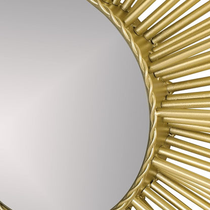Sunburst Wall Mirror - Gold Iron Frame, 32.25"