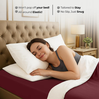Utopia Bedding King Fitted Sheet - Bottom Sheet - Deep Pocket - Soft Microfiber - Shrinkage and Fade Resistant - Easy Care -1 Fitted Sheet Only (Burgundy)