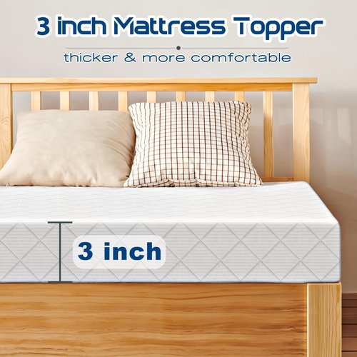CISTNY 3 Inch Cooling Memory Foam Mattress Topper Twin XL College Dorm, High Density Foam Bed Topper with Washable Removable Bamboo Cover, Organic, Hypoallergenic, Oeko-TEX XL Twin Mattress Topper