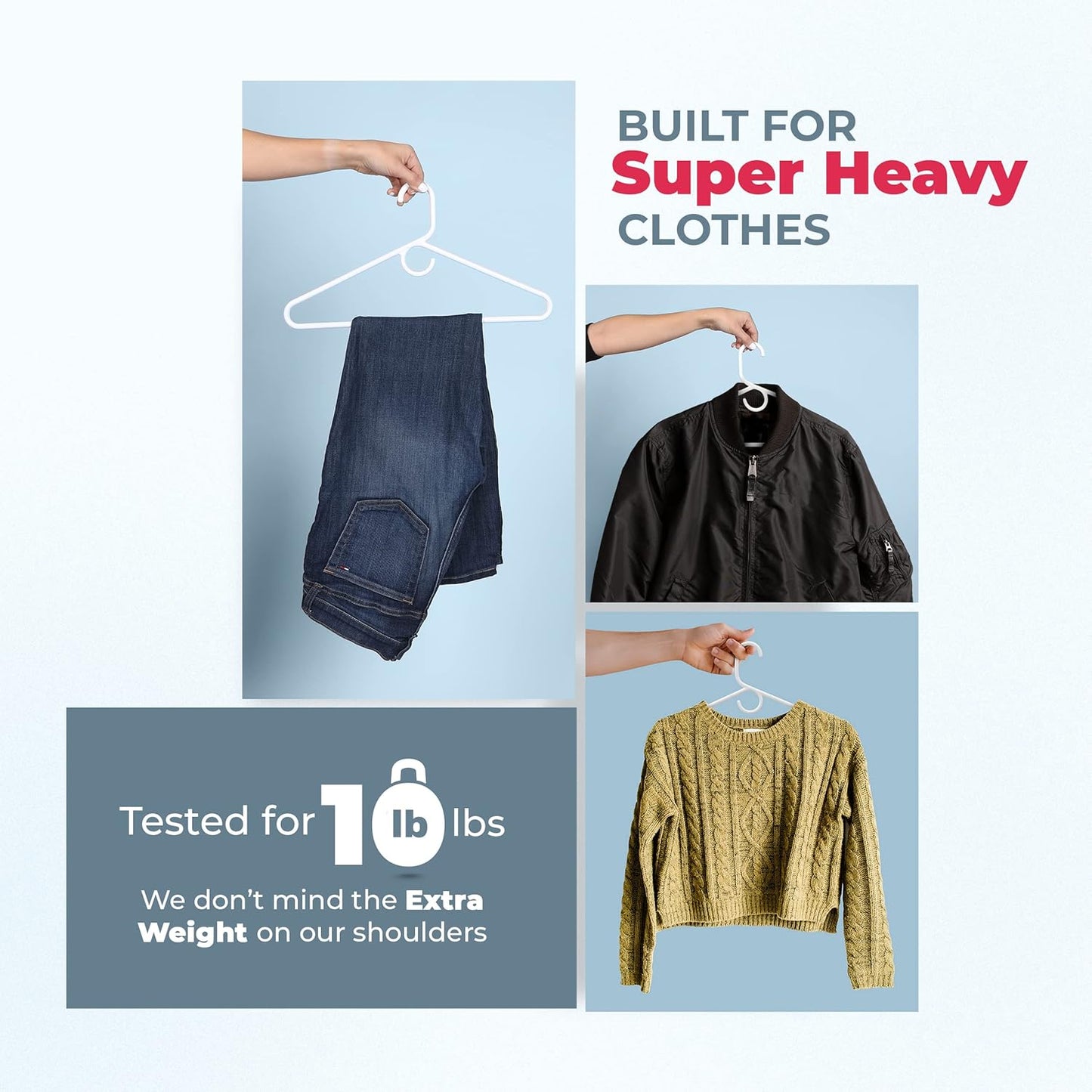 Neaties Super Heavy Duty Clothes Hangers - 10lb Capacity, Thick Plastic for Pants & Coats | 18 Pack - White