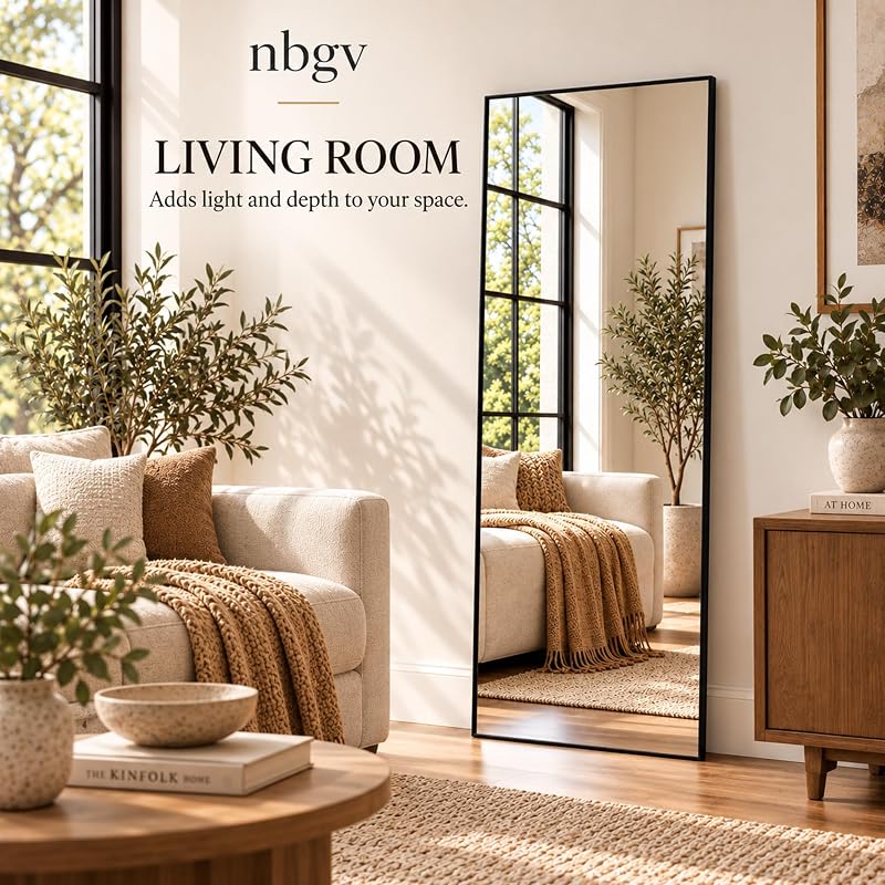 58x20 Full Length Mirror - Freestanding Floor/Wall Mount, Gold Frame