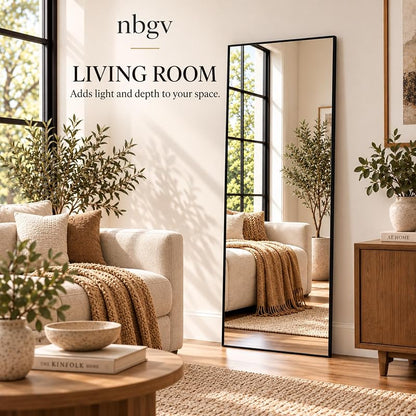 58x20 Full Length Mirror - Freestanding Floor/Wall Mount, Gold Frame