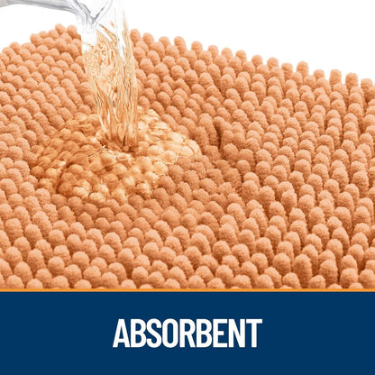 OLANLY Dog Door Mat - Absorbent Non-Slip Chenille Mat for Muddy Paws | 34x21 Inches, Quick Dry, Orange