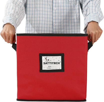 Sattiyrch Christmas Ornament Storage Box - Dust-Proof Canvas with 4 Trays & Customizable Dividers | Holds 64 Ornaments