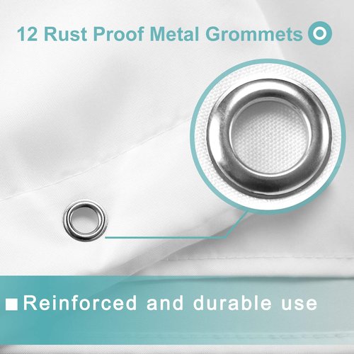 Mrs Awesome Waterproof Fabric Shower Curtain Liner, Suction Cups Included, Machine Washable Cloth Shower Curtain for Bathroom, 72 x 72 inch, White