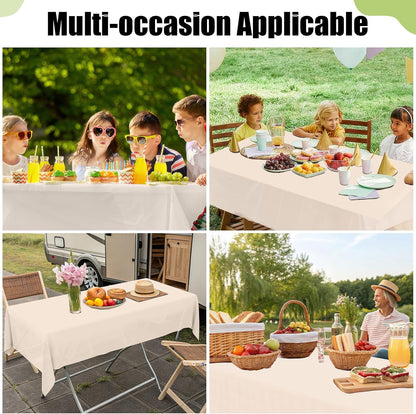 Smiry Disposable Tablecloths - Waterproof 54 x 108 Inch Rectangle Covers | 6 Pack, Ivory, Sturdy & Leakproof