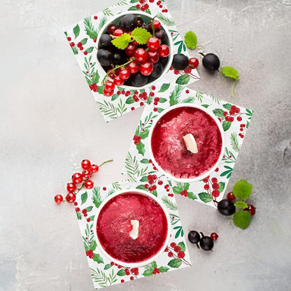 5 x 5 Inch Christmas Holly Paper Napkins Set of 80 - Seasonal Beverage Napkins