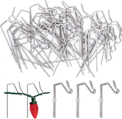 Skiennix 100-Count Metal Gutter Hooks - Durable Outdoor Christmas Light Hangers for Easy Installation