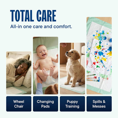 Chucks Pads Disposable Underpads - Absorbent 23x36 Incontinence Chux Pads for Babies, Kids, Adults & Pets | 50-Pack Leak-Proof Bed & Puppy Training Pads