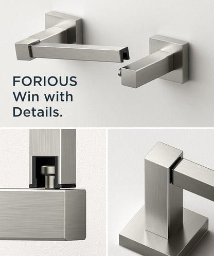 FORIOUS Toilet Paper Holder - Rustproof Stainless Steel Double Post Design | Brushed Nickel Finish