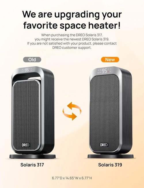 DREO Quiet Space Heater, 1500W Portable Heaters for Indoor Use with Remote, 70° Oscillation, Fast and Safety Electric PTC Ceramic for Desk Office Bedroom, 12H Timer