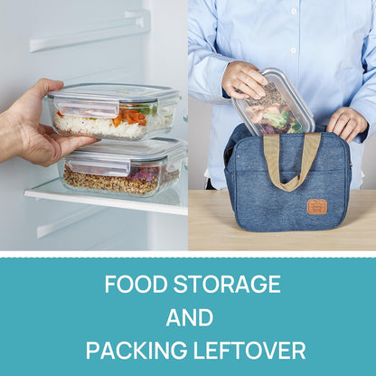 Vtopmart Glass Storage Containers - 22oz Meal Prep Set with Airtight Snap Lids | Grey (5-Pack)