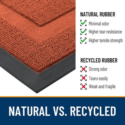 OLANLY Front Door Mat Indoor Outdoor Entrance, Waterproof All-Season, All-Weather Doormat, Sturdy Natural Rubber, Low Profile, Easy Clean Patio Porch Entryway Mat, 59x34, Vermillion Red