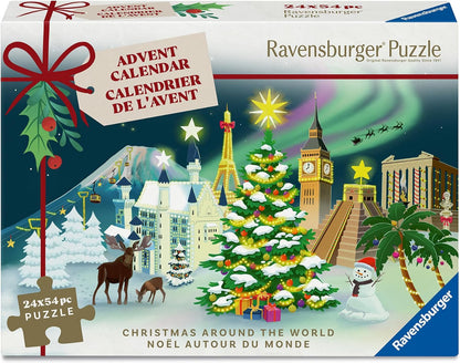 Ravensburger Holiday Puzzle Advent Calendar - 24 Mini Jigsaw Puzzles with 1000+ Pieces - Unique Winter Scenes for Christmas Fun - Premium Quality - Ages 12+
