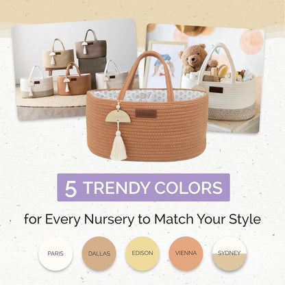 Yunioo Baby Diaper Caddy Organizer - Portable Nursery Storage Basket with Sturdy Handle | Ideal for Newborn Essentials