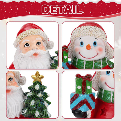 Regine Switzerland Christmas Figurines - Set of 2 Resin Santa & Snowman Shelf Sitters | Holiday Decor
