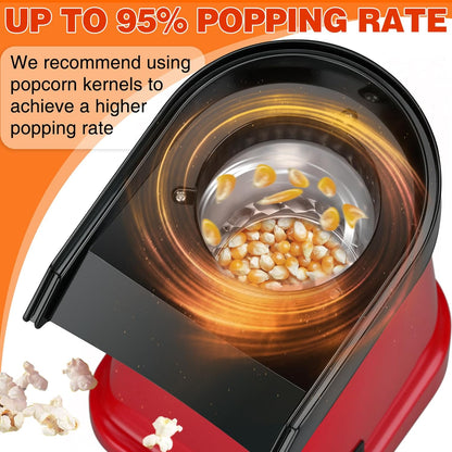 Skiennix Hot Air Popcorn Popper - Fast 1200W Machine with Bowl, Measuring Cup & Butter Tray | Perfect for Parties