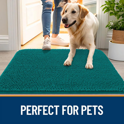 OLANLY Dog Door Mat - Absorbent Non-Slip Washable Doormat for Muddy Paws | 40x32, Lake Blue