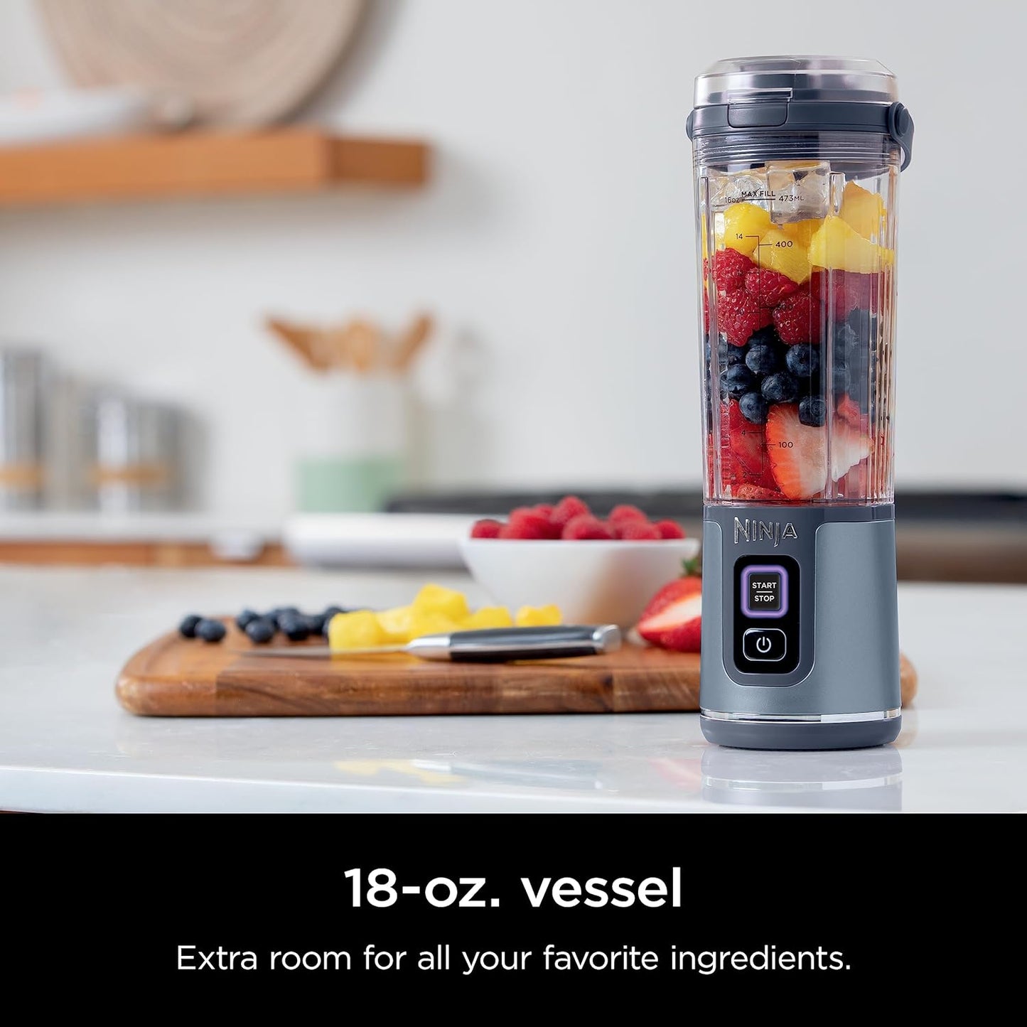 Ninja BC151NV Portable Blender - Cordless 18oz Personal Blender for Smoothies & Shakes | BPA Free, USB-C Rechargeable, Denim Blue