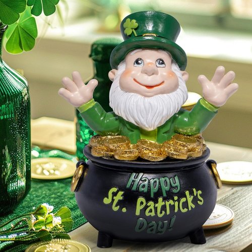 Hodao St. Patrick's Day Gnome Decoration - Handmade Green Irish Elf Figurine for Home Decor