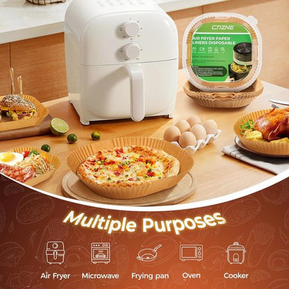 Air Fryer Liners - 100 PCS Non-Stick, Waterproof & Oilproof Parchment Paper | 8" Square for 5-8 QT Fryers