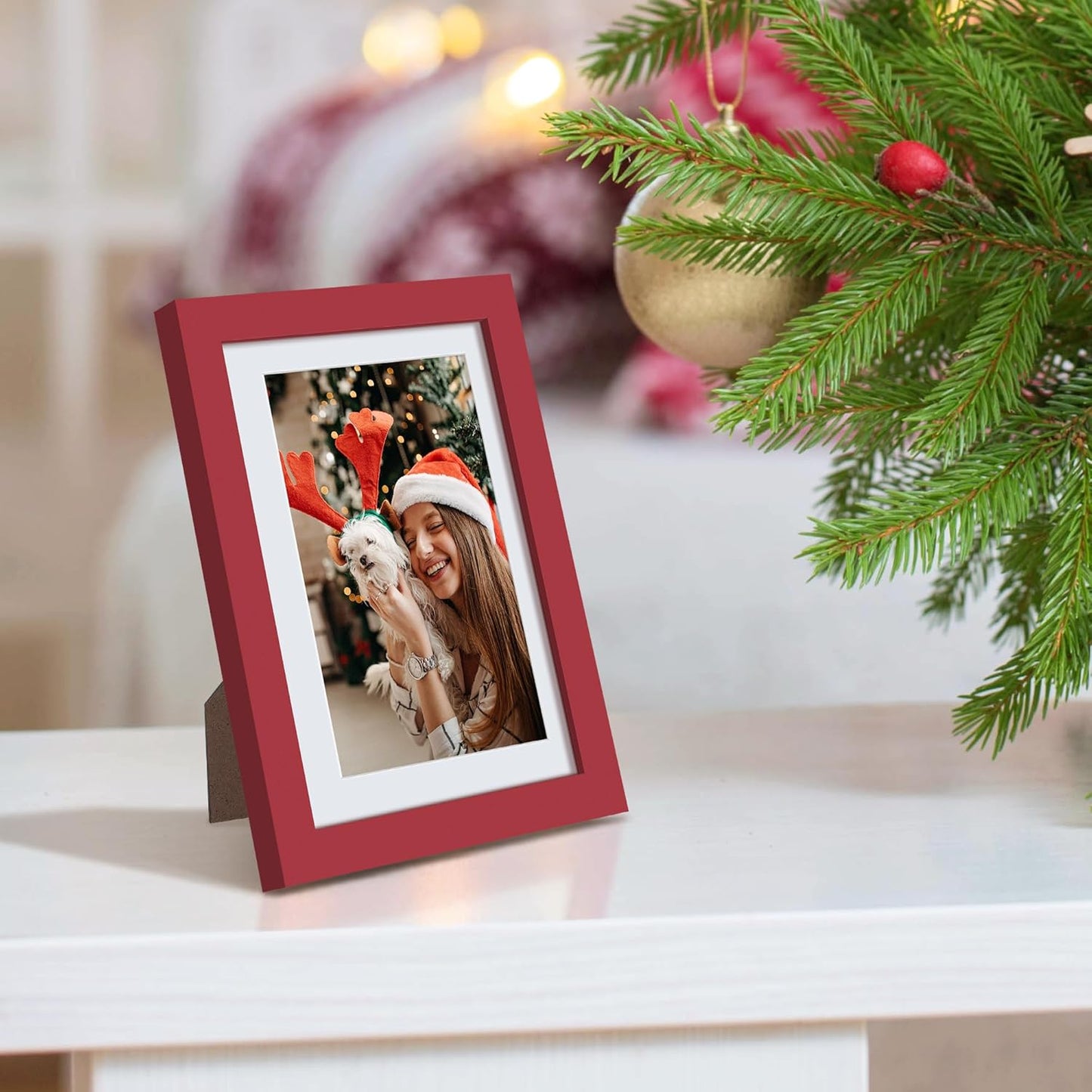 Upsimples 5x7 Picture Frame - Versatile Display for 4x6 Photos with Mat | Red, 1 Pack