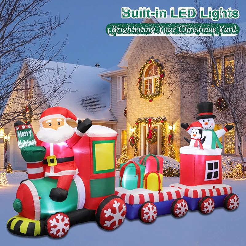 8 FT Christmas Inflatable Train with Santa, Snowman & Gifts — Variation of THIS listing