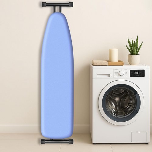DoReMiLife Ironing Board Cover and Pad 15x54 Standard Size, Extra Thick Cotton Iron Board Cover with Padding, Silicone Coated and Scorch Resistant, Elastic Edge with Hook & Loop Strap, Heatproof Blue